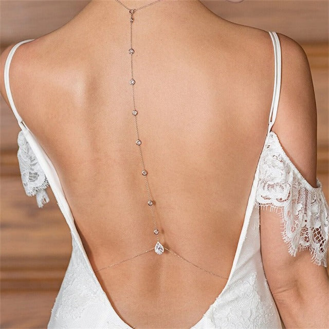 Back Chain Wedding Necklace with Diamonds