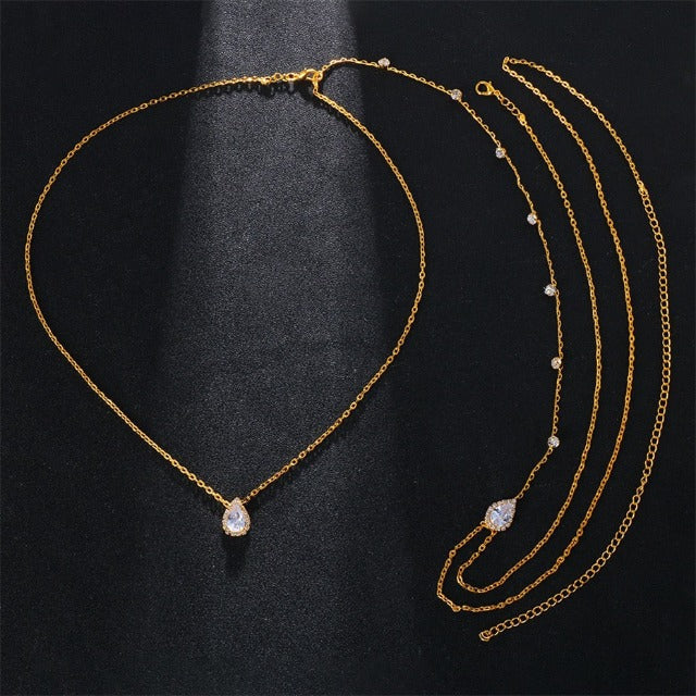 Back Chain Wedding Necklace with Diamonds gold