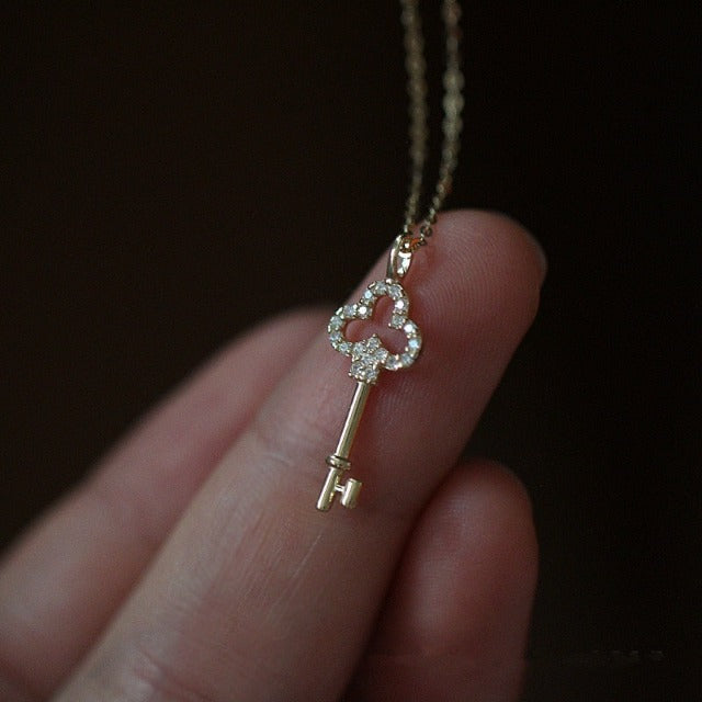Silver Key Necklace Women's Pendant silver
