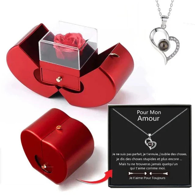 Love Heart Necklace with Surprise Box and Sweet Note