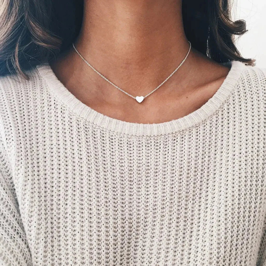 Heart Pendant Necklace for Women Silver