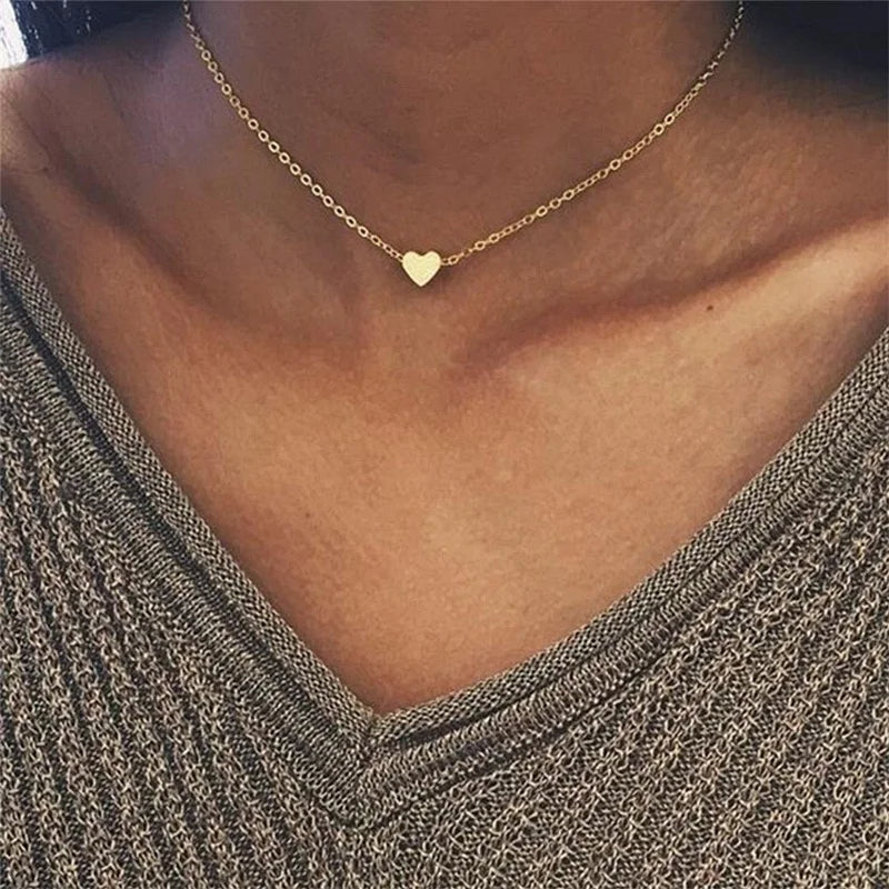 Heart Pendant Necklace for Women Gold