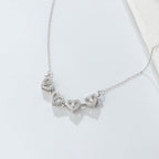 Four-Leaf Clover Heart Necklace Lucky Charm Pendant in Silver