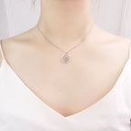 Four-Leaf Clover Heart Necklace Lucky Charm Pendant in Silver