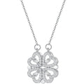 Four-Leaf Clover Heart Necklace Lucky Charm Pendant in Silver