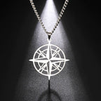 Compass Necklace with Compass Pendant Rose of the Winds silver