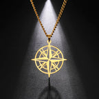 Compass Necklace with Compass Pendant Rose of the Winds gold