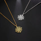 Compass Necklace with Compass Pendant Rose of the Winds silver
