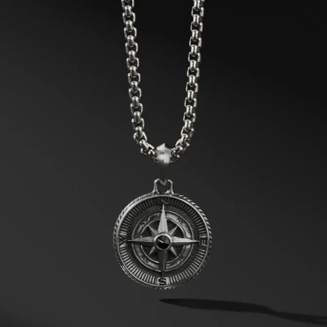 Men's Compass Pendant Necklace Wind Rose