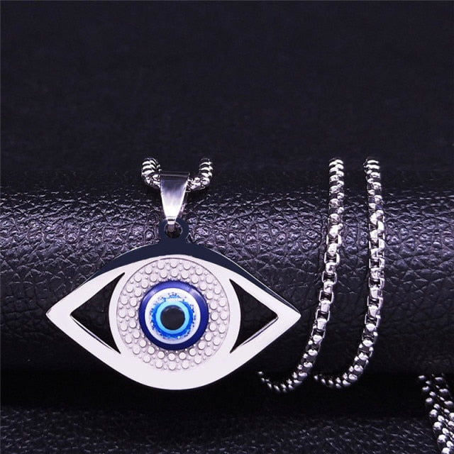 Greek Turkish Evil Eye Necklace Matiasma Mataki Silver Pendant