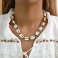 White and black cowrie shell necklace