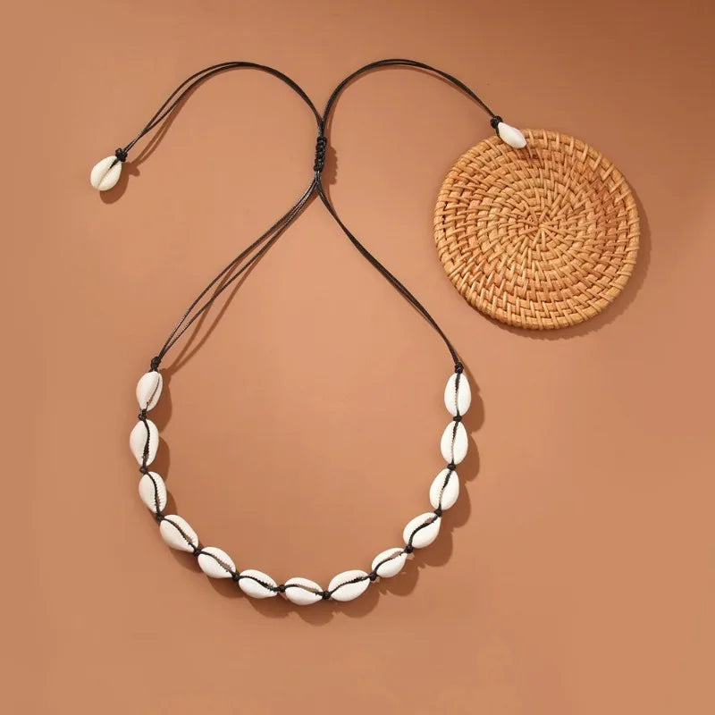 White and black cowrie shell necklace