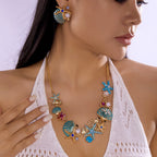 Gold and blue seashell necklace