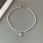 Colorful Pink Shell Starfish Necklace