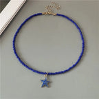 Colorful Blue Shell Starfish Necklace