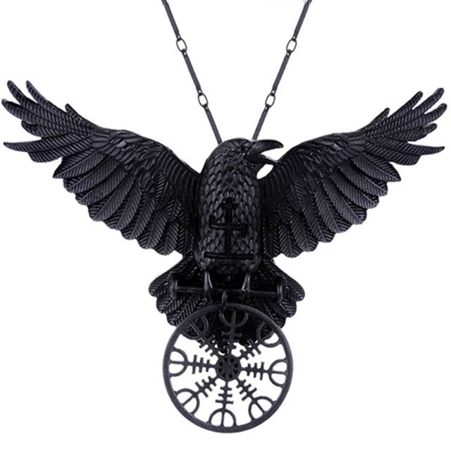 Odin’s Raven Necklace Celtic Viking Pendant for Men and Women Nordic
