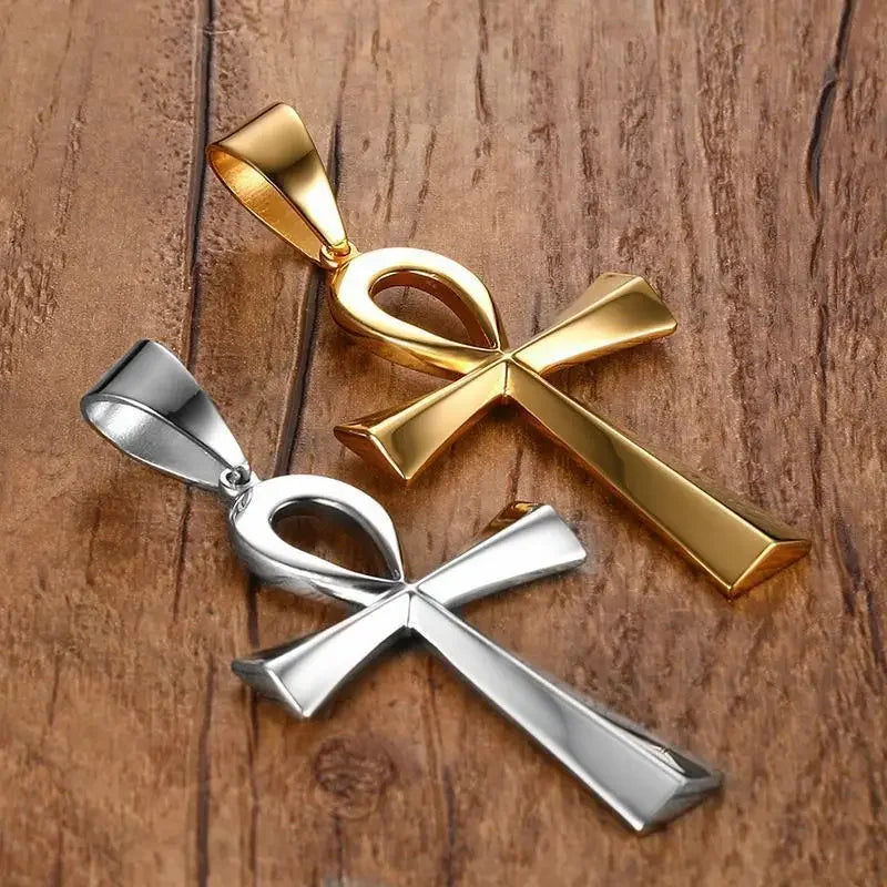Egyptian Cross Necklace Silver Gold Pendant