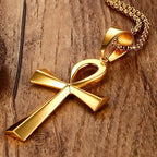 Egyptian Cross Necklace Gold Pendant