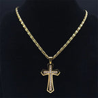 Cross Necklace & Gold Zircon Pendant