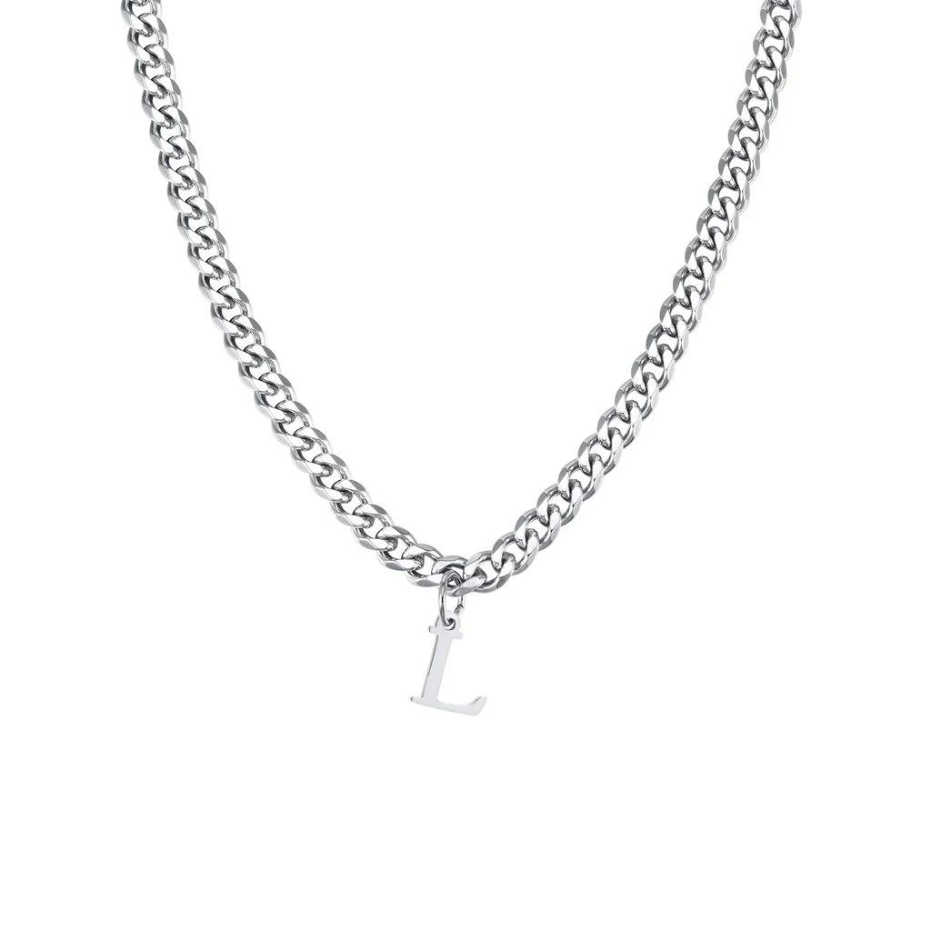 Men's necklace with personalized initial pendant l 