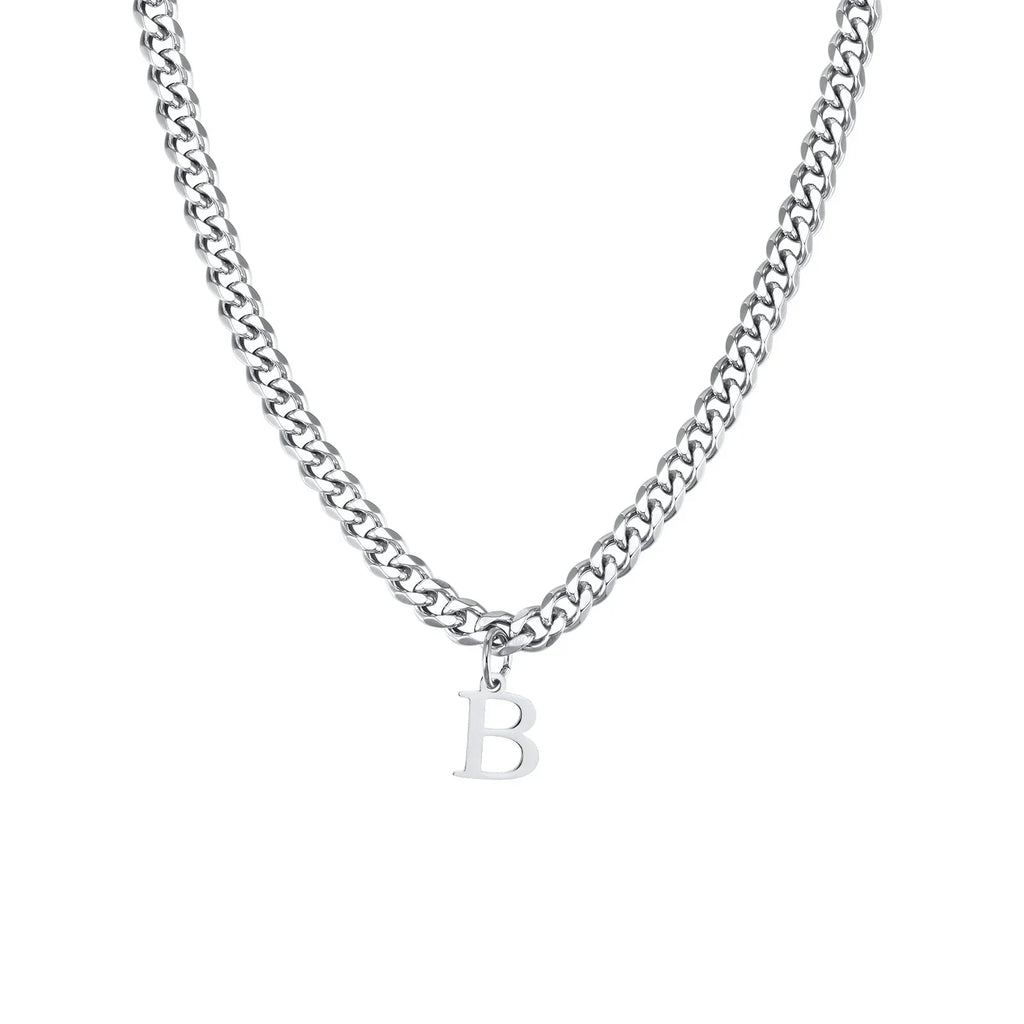 Men's necklace with personalized initial pendant b