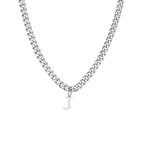 Men's necklace with personalized initial pendant j