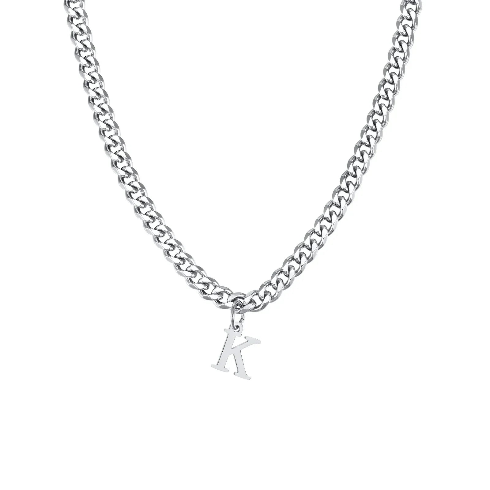 Men's necklace with personalized initial pendant k