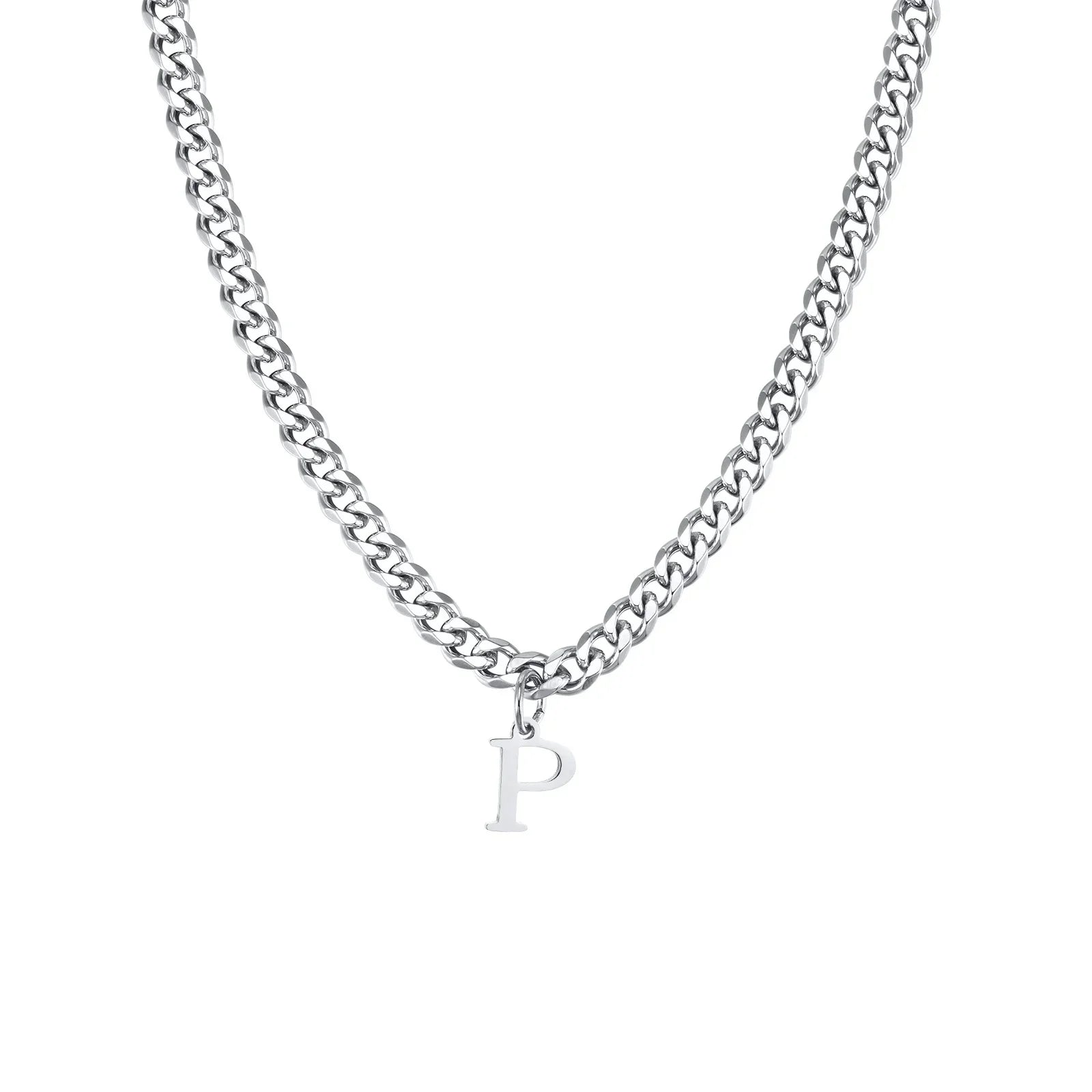 Men's necklace with personalized initial pendant p