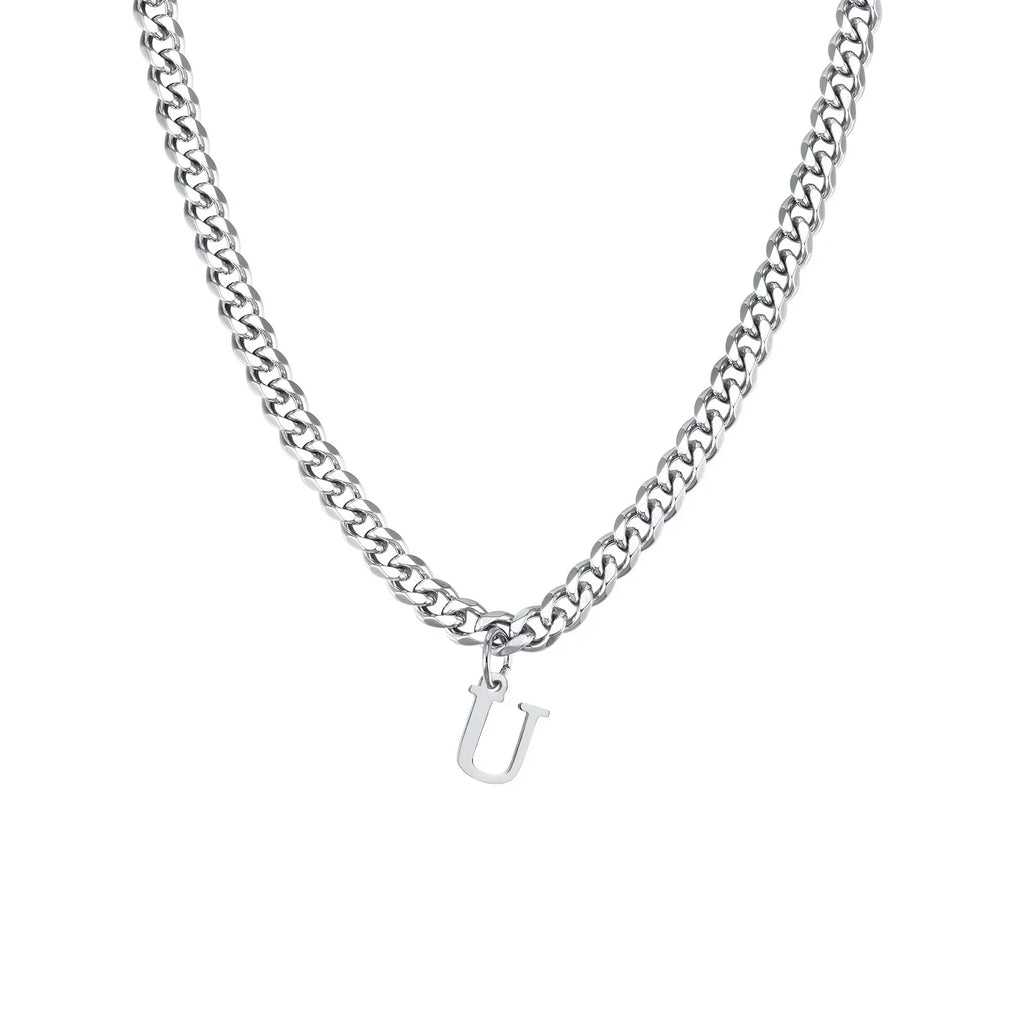 Men's necklace with personalized initial pendant u