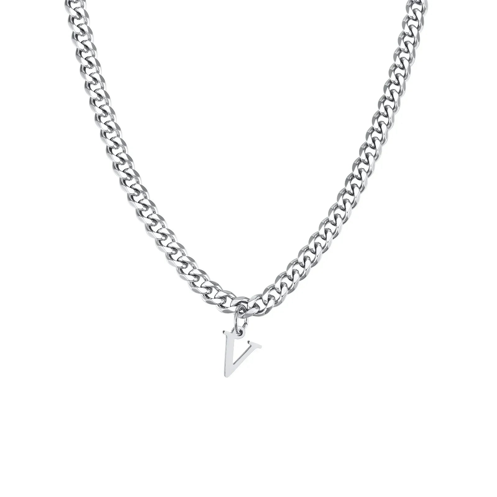 Men's necklace with personalized initial pendant v