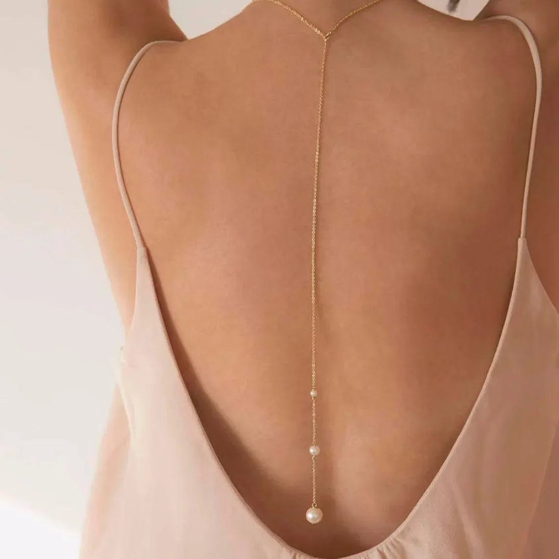 Gold back necklace - back chain for women