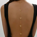 Butterfly back necklace - women’s back chain gold