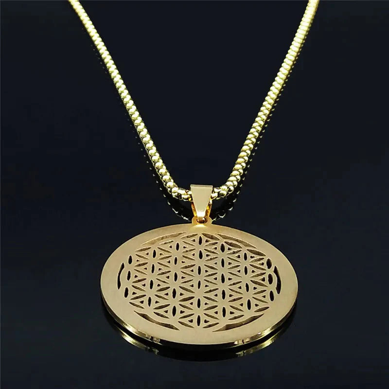 Flower of Life Necklace Gold Pendant