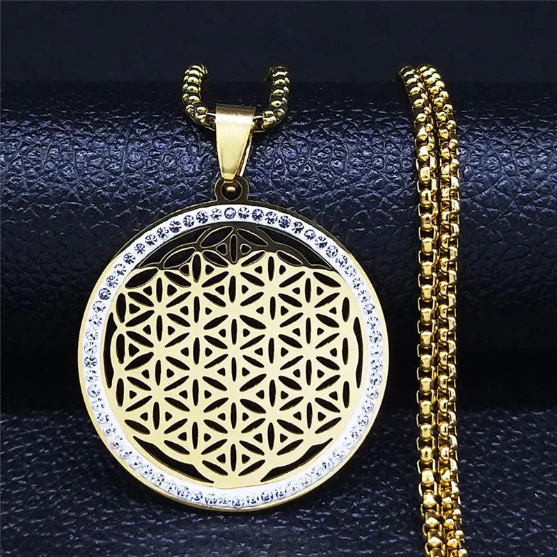 Flower of Life Necklace Gold Pendant
