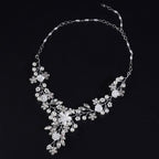 Wedding Necklace Silver Flowers