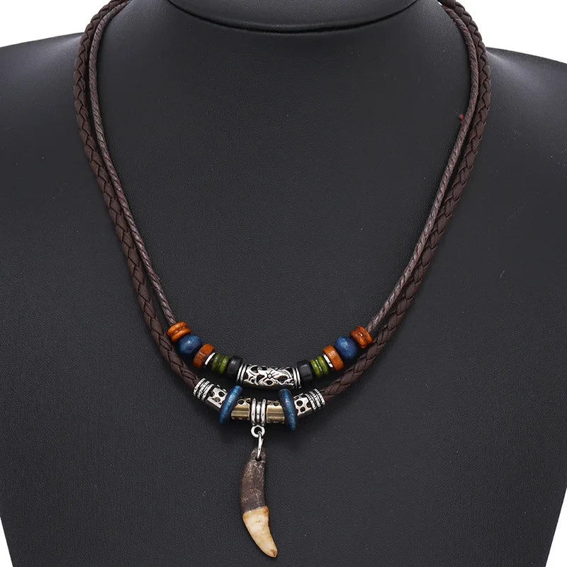 Double Necklace with Shark Tooth Pendant