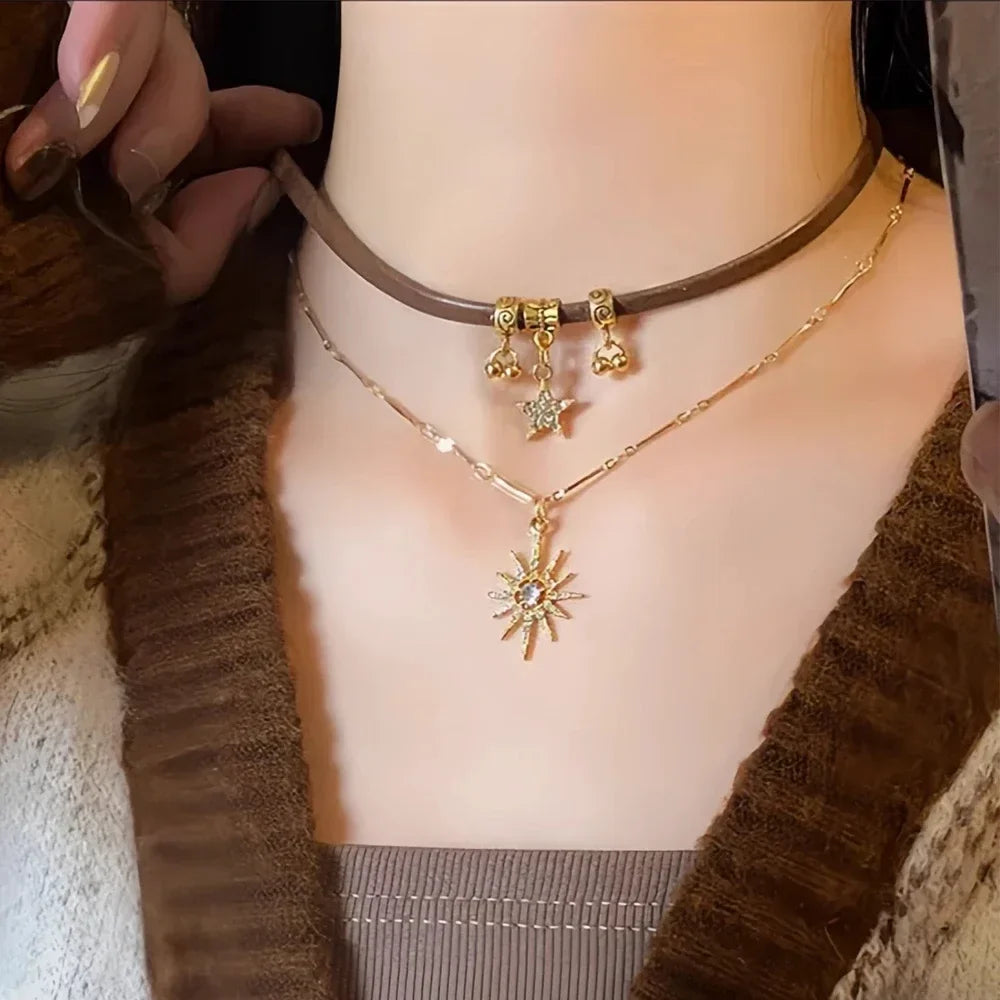 Double Sun Pendant Necklace