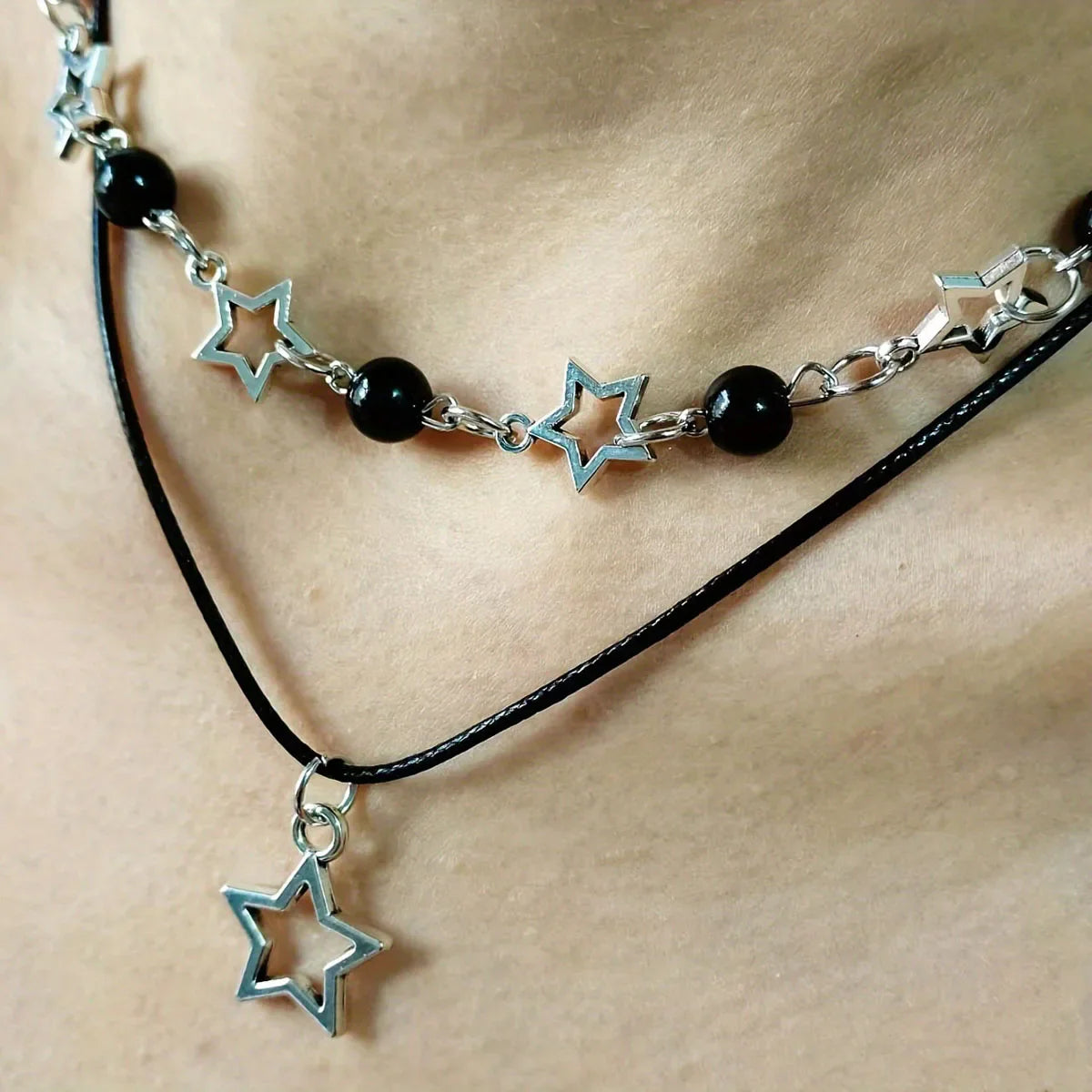 Double-Strand Necklace with Star Pendant