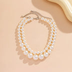 Elegant Double Pearl Choker Necklace
