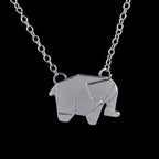 Origami Elephant Necklace silver