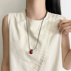 Red Water Drop Pendant Lace Necklace