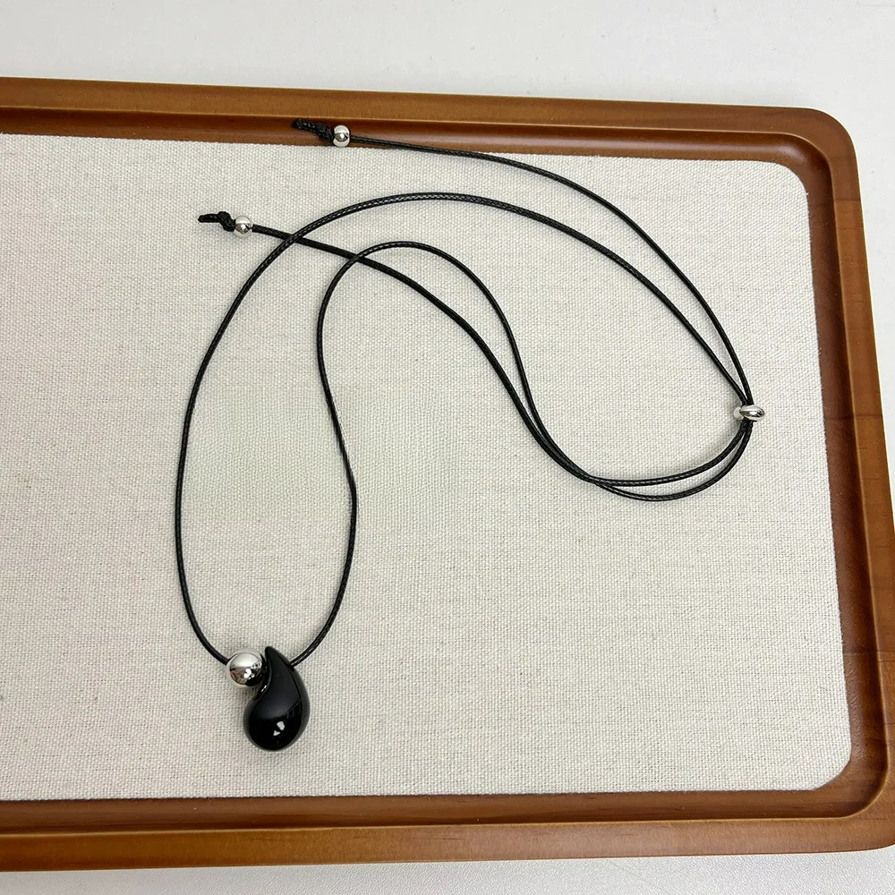 Black Water Drop Pendant Lace Necklace