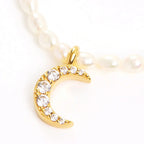 Beaded Necklace with Moon Pendant
