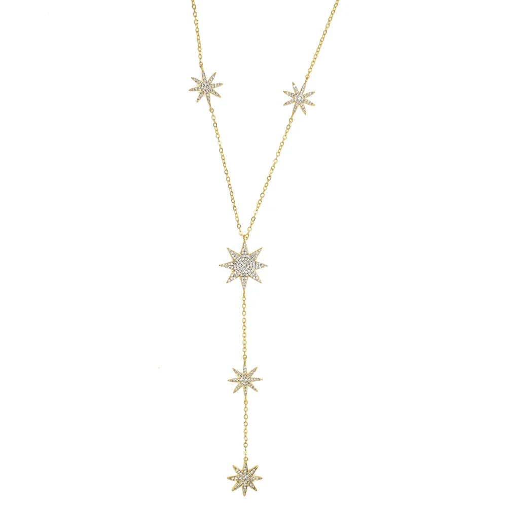 Y necklace - star neckline chain for women gold