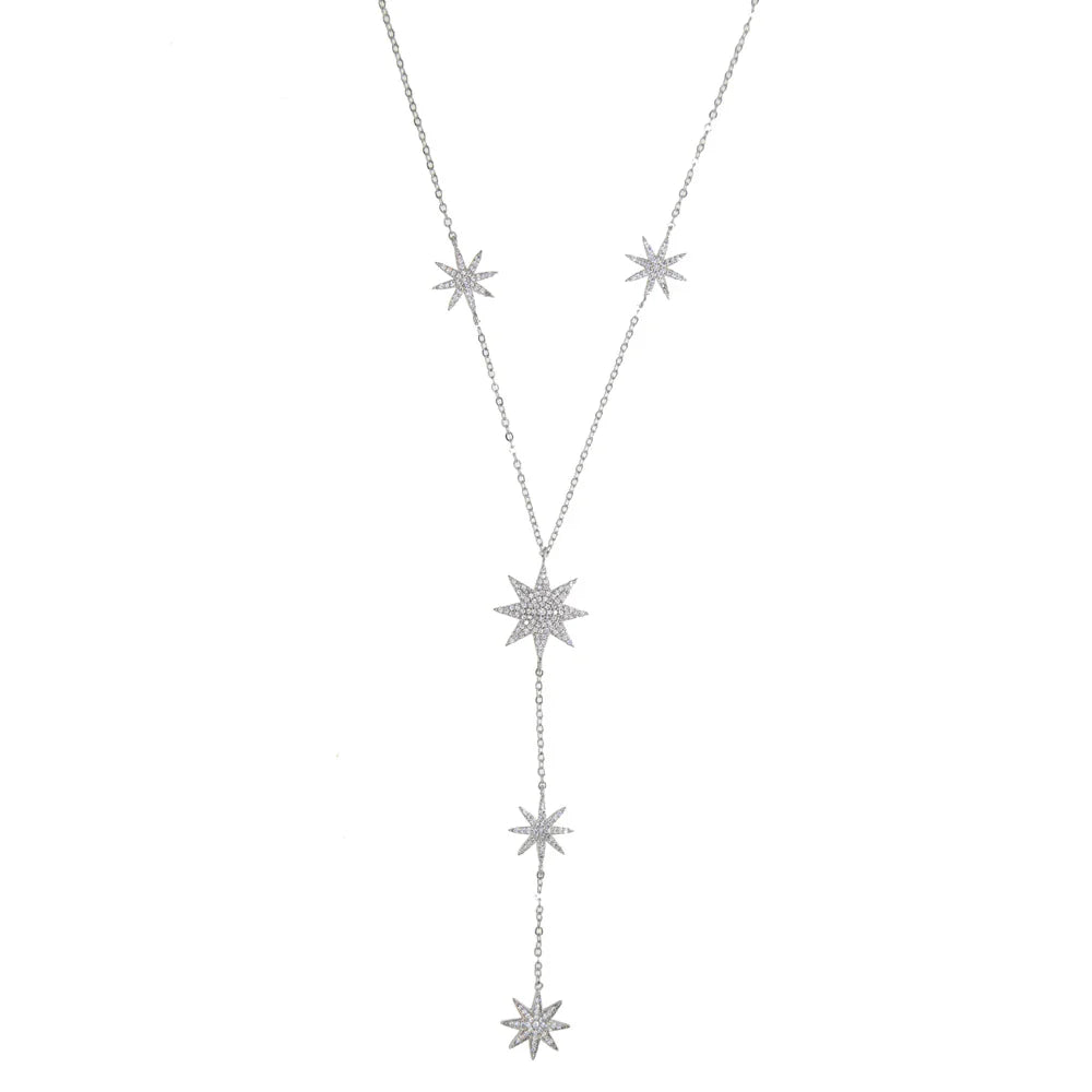 Y necklace - star neckline chain for women silver