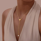 Y necklace - butterfly neckline chain for women gold