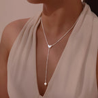 Y necklace - butterfly neckline chain for women silver
