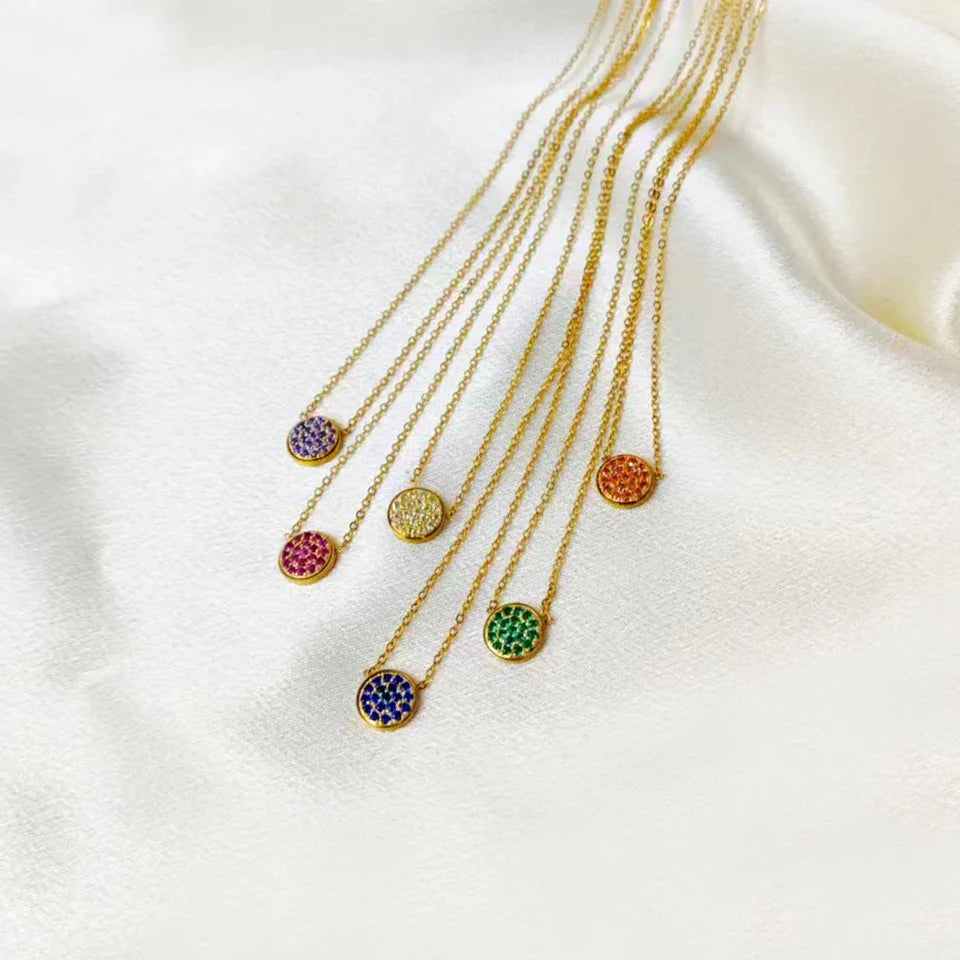 Necklace and pendant with small round birthstone