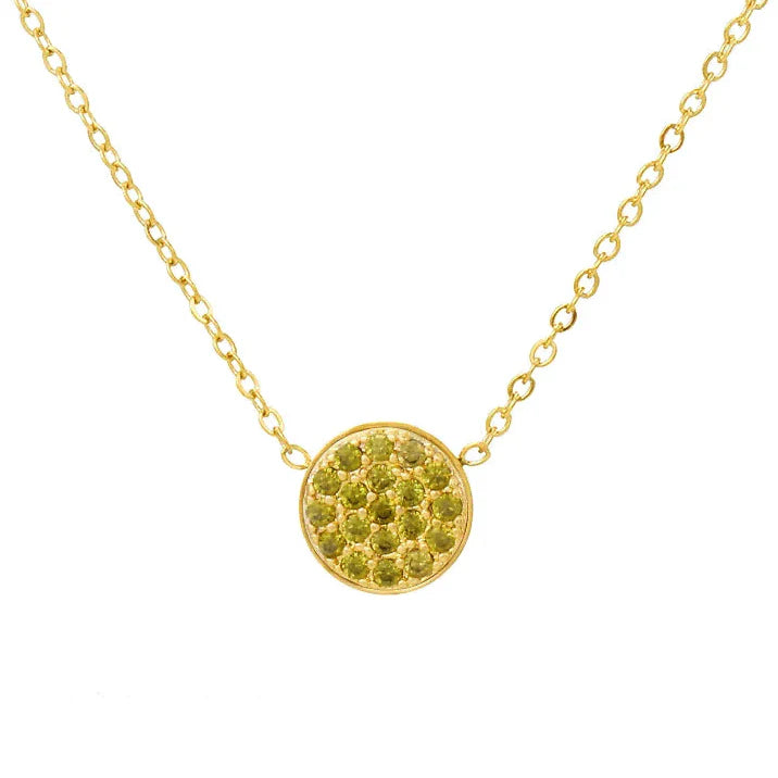 Necklace and pendant with small round birthstone August