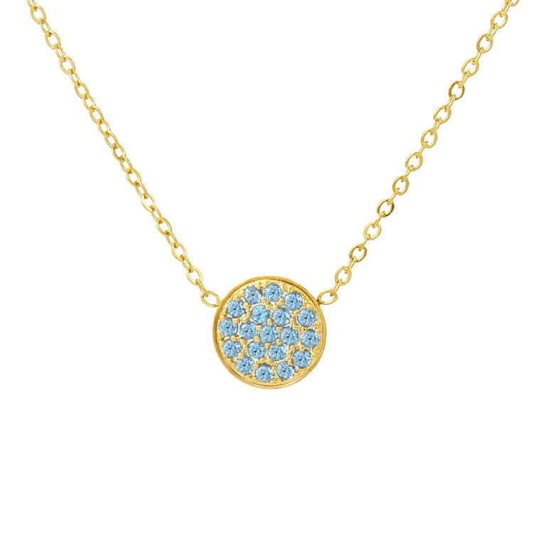 Necklace and pendant with small round birthstone December